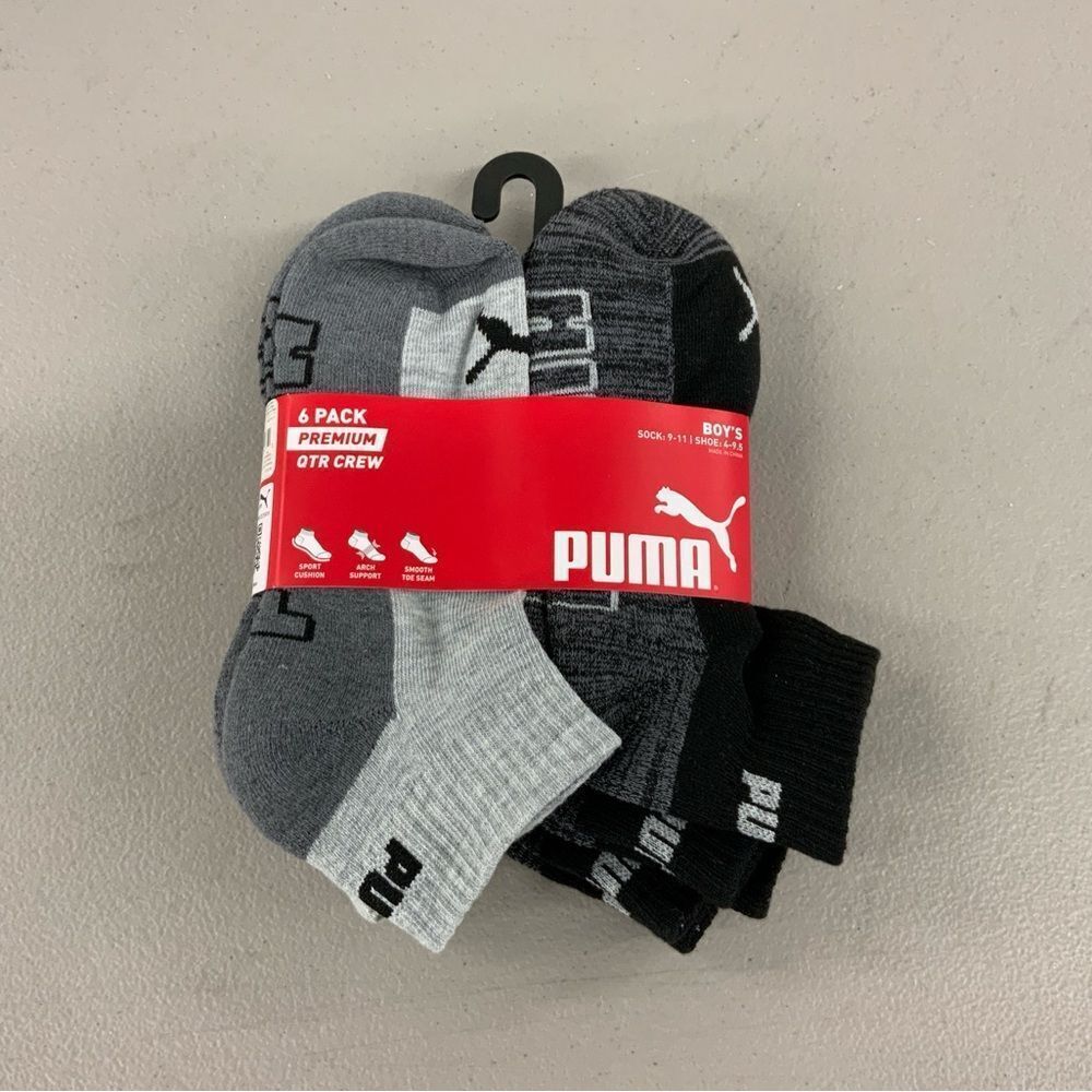 Puma Boy’s Quarter Crew Socks Multicolor Size 9-11